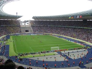 Berlin Olympic Stadium, complete with track around soccer pitch.