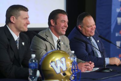 The Blue Bombers' three wise men: Mike O'Shea, Kyle Walters, Wade Miller.